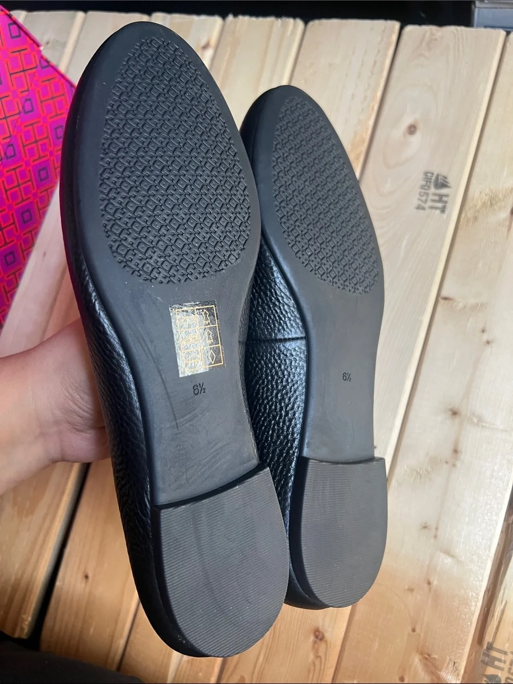 Tory Burch Black Leather Ballet Flats